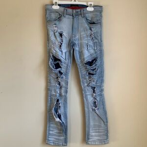 ENCRYPTED light wash destroyed jeans size 12